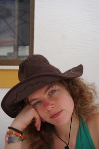 a woman wearing a hat