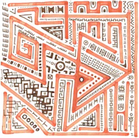 a drawing of a tribal pattern in orange and brown